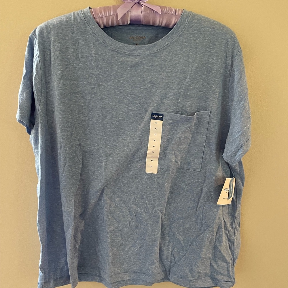 Arizona semi-fit Pocket Tee heather blue Junior XL NWT